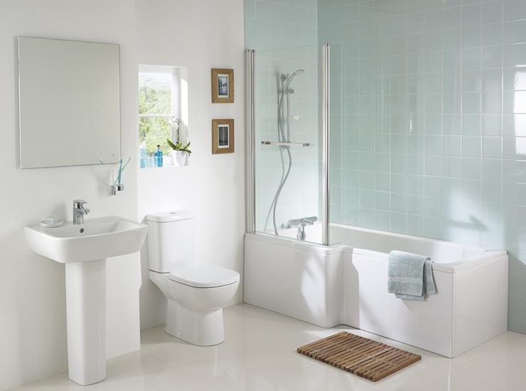 Ideal Standard Concept Square Showering Bath with Tempo Bathroom Suite